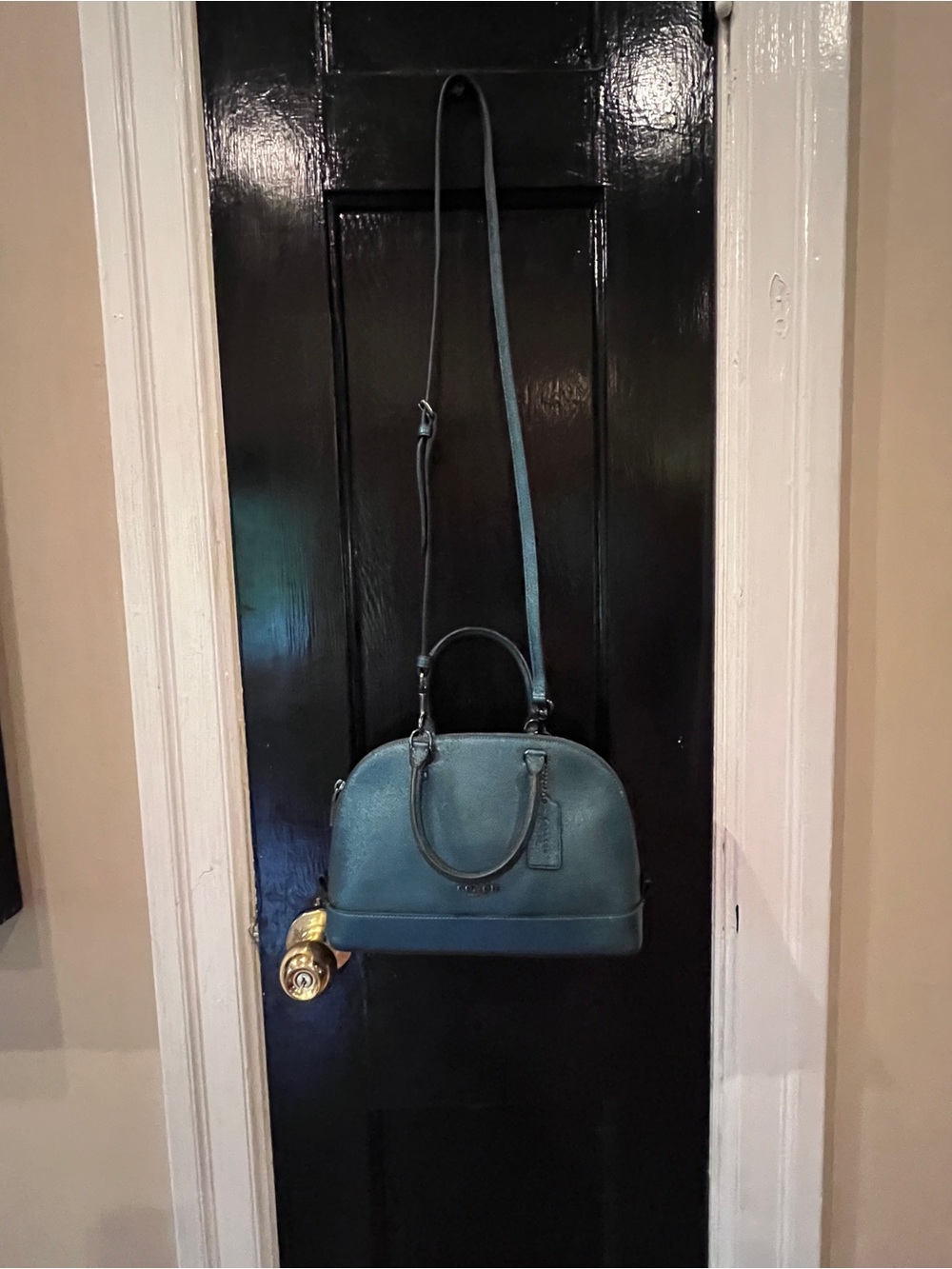 COACH Metallic Teal Sierra Satchel Bag and Matching Card Case - Picture 11 of 11